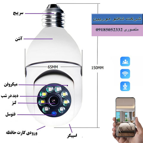 خرید دوربین مداربسته لامپی با قابلیت چرخش 360 درجه